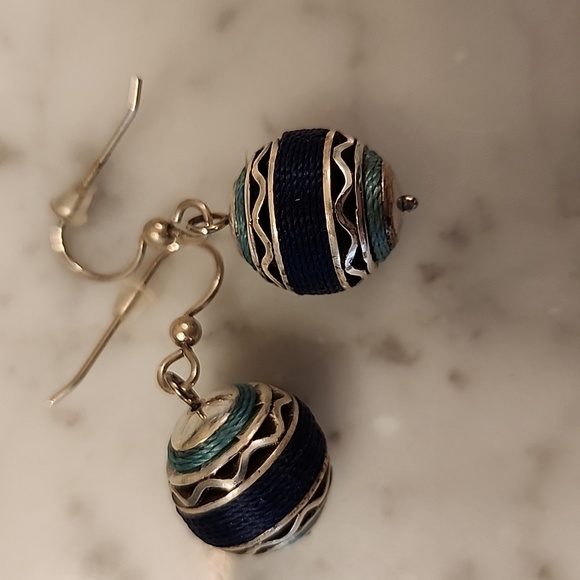 Brighton Jewelry - Brighton blue and silver ball earrings with sterling silver French wire